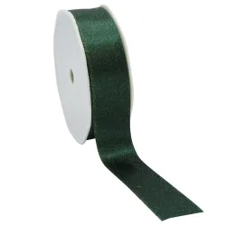 Double Faced Satin Ribbon; Luxury Sparkle Dark Green